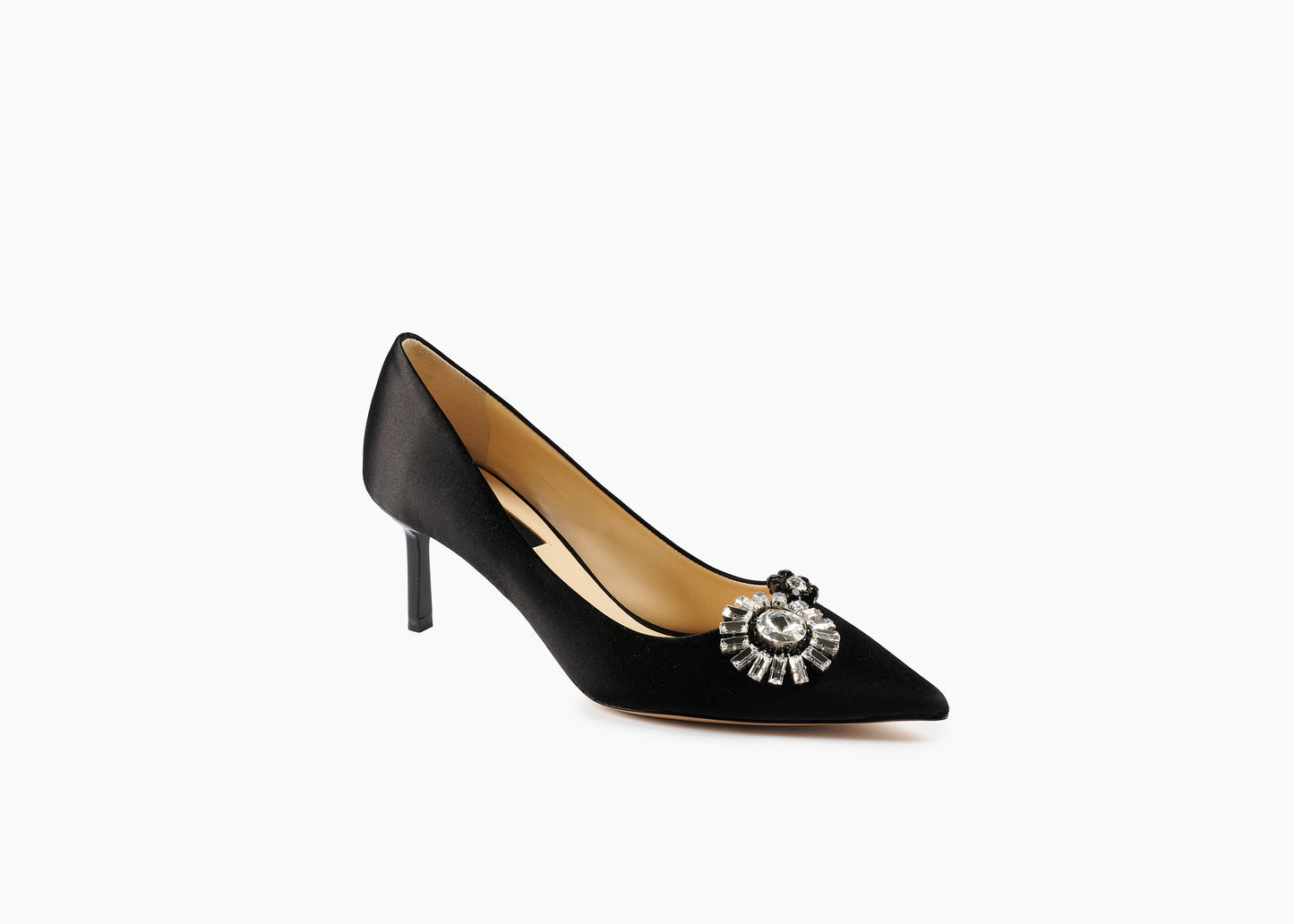 Fancy Crystal Flower Pump Silk Black