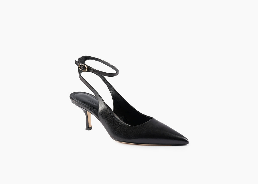 Nina Kitten Heel Slingback Pump Leather Black Miss Louise