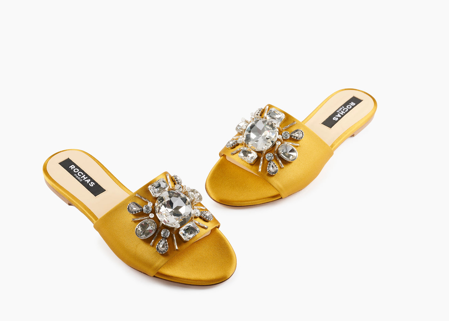 Ciel Etoile Crystal Flat Mule Silk Gold