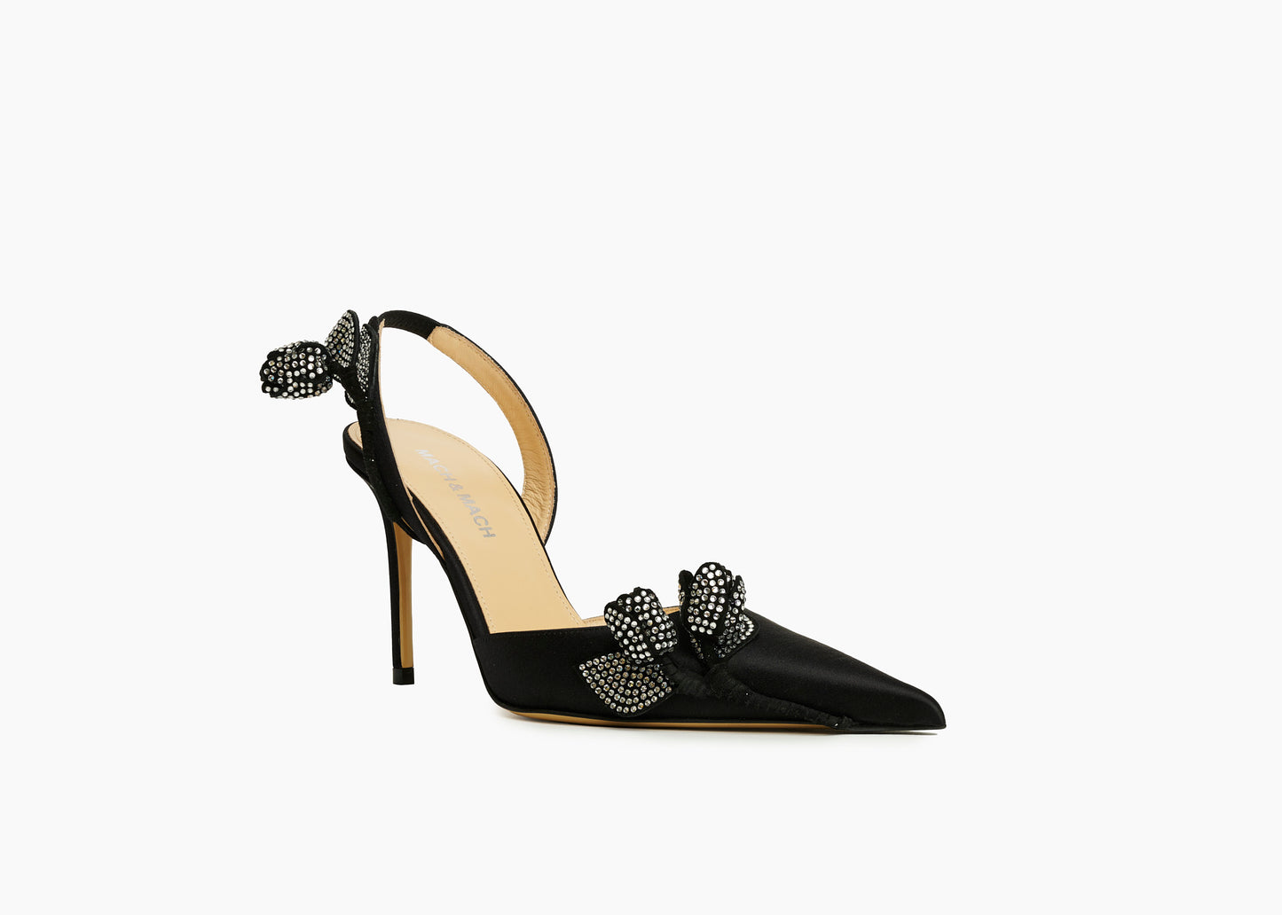 Wonder Tulip Crystal Slingback Silk Black