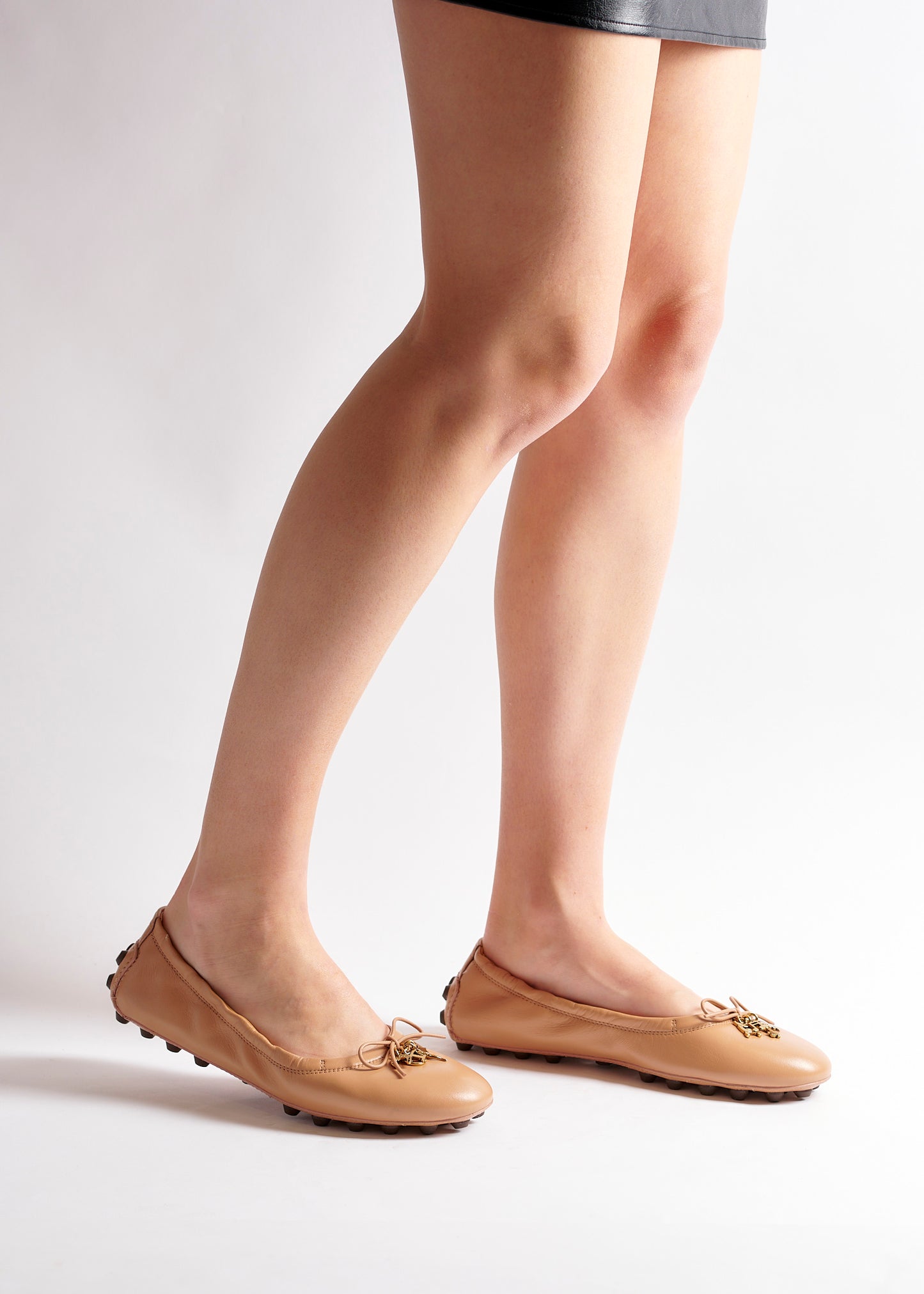 Bubble Ballerina Gommini Leather Nude
