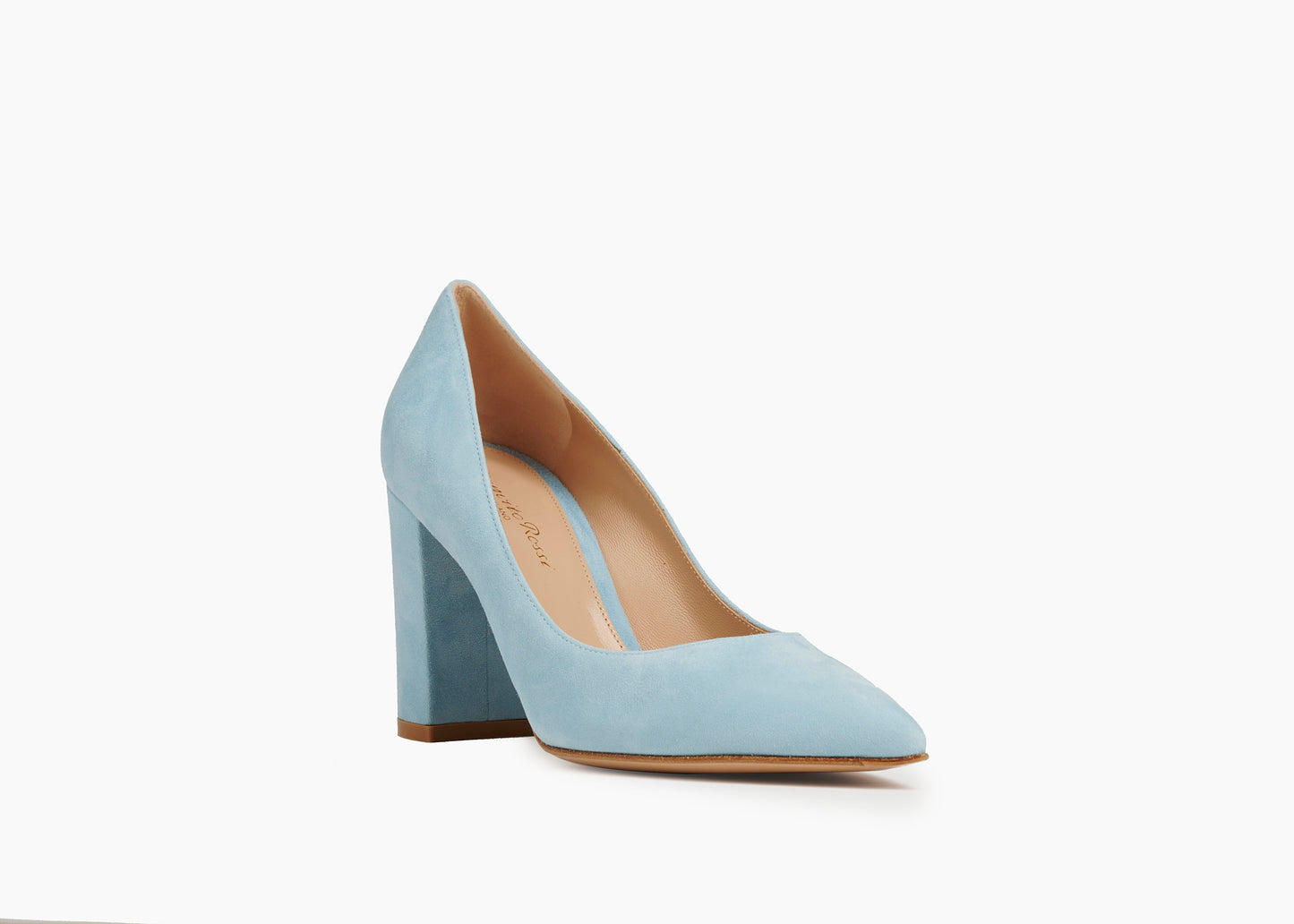 SALE Piper Block Heel Pump Suede Pale Blue was $1195