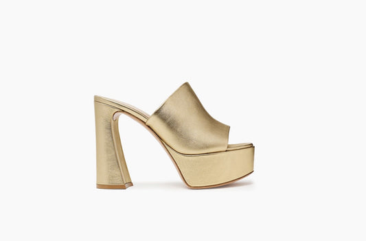 Holly Platform Mule Leather Gold