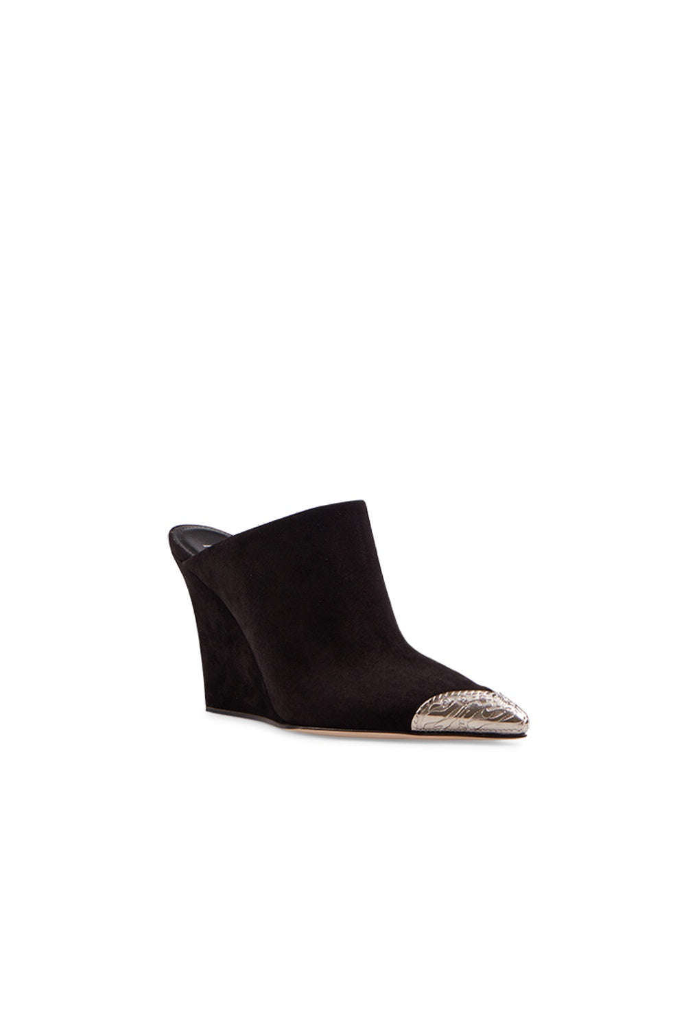 SALE Wanda Crystal Embellished Metal Toe Wedge Suede Black was $1195