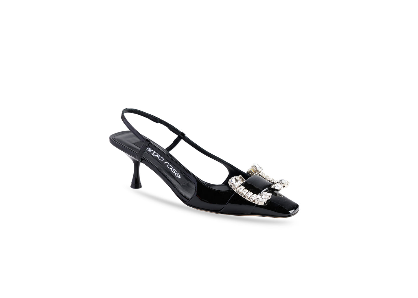SALE sr Twenty Slingback Kitten Heel Crystal Buckle Patent Black was $1395