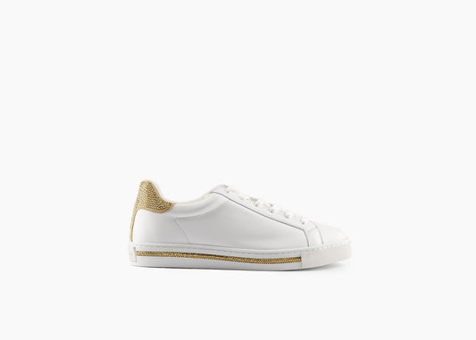 SALE Xtra Crystal Sneaker Leather White/Gold was $1695