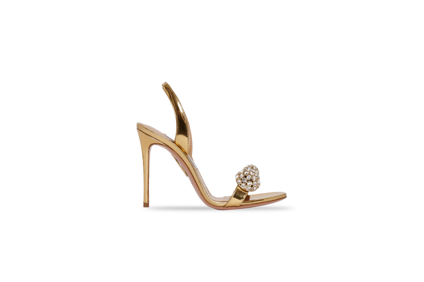 SALE Love Bubble Crystal Embellished Slingback Leather Gold was $1495