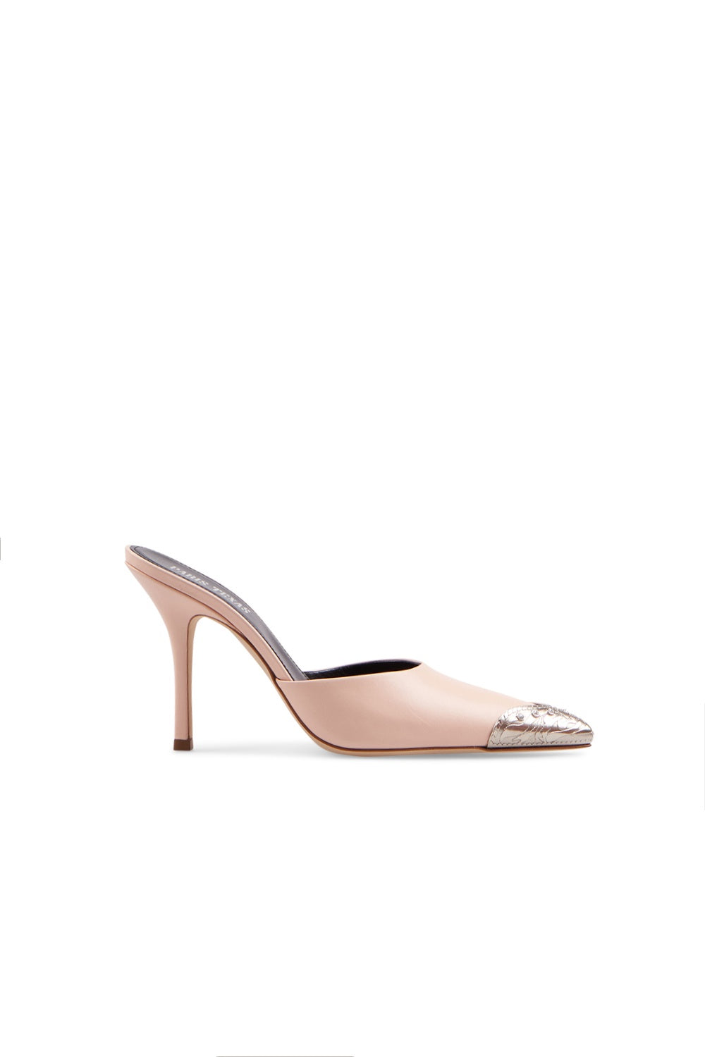 SALE Kitty Crystal Embellished Metal Toe Mule Leather Nude was $1095