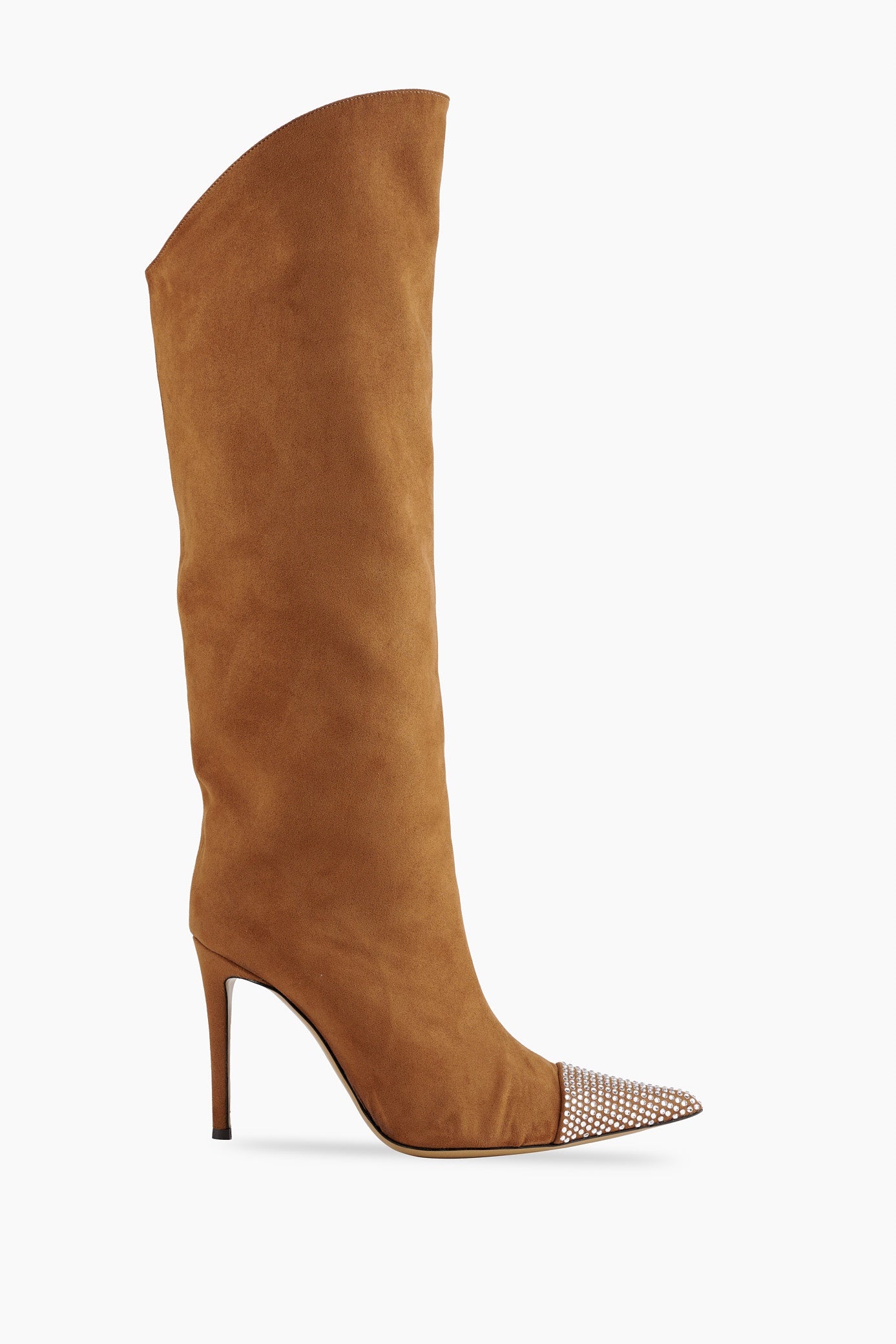 SALE Karin Crystal Embellished Suede Boot Tan was $1795