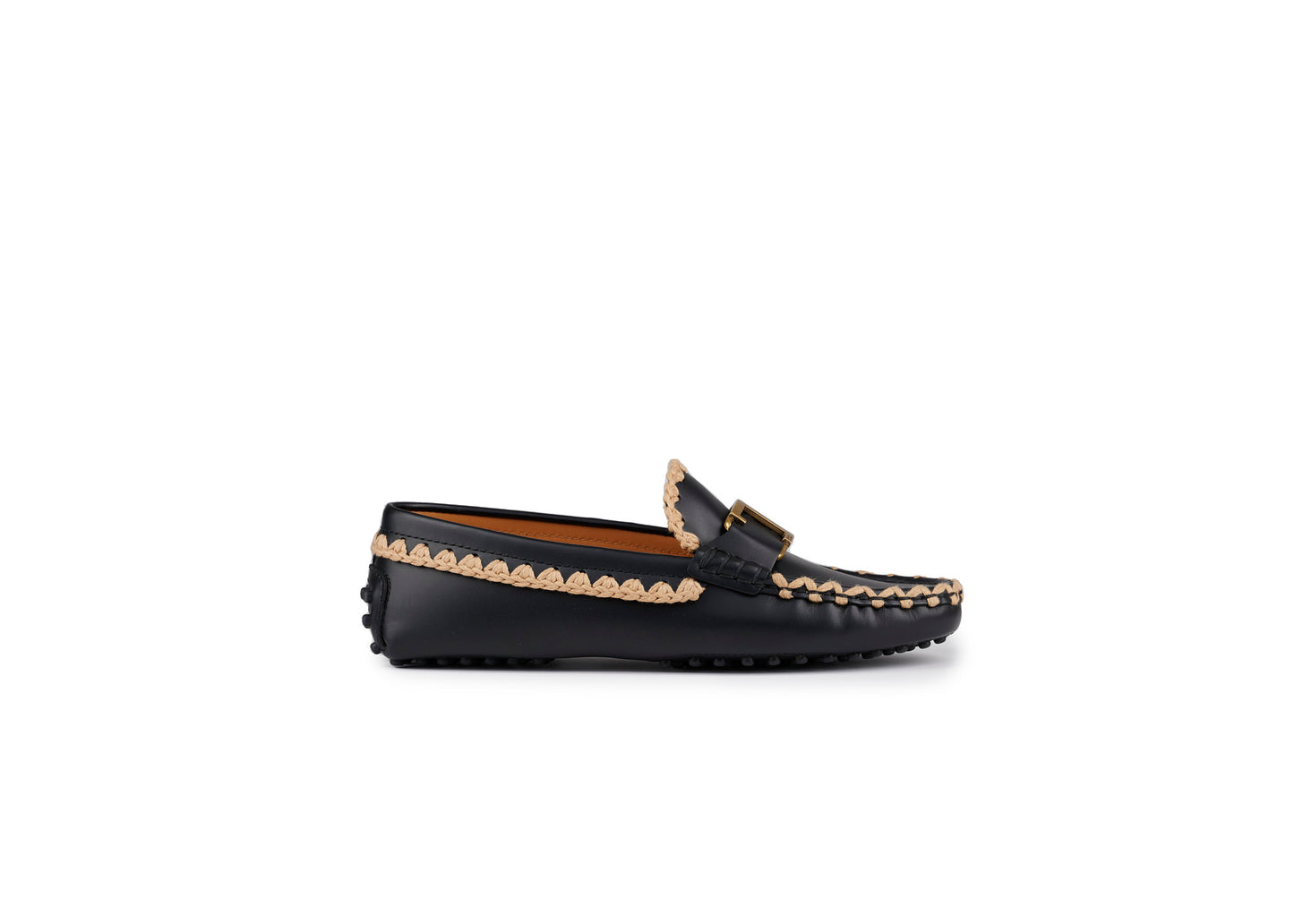 SALE T Timeless Gommini Loafer Leather Black / Crochet trim was $1195