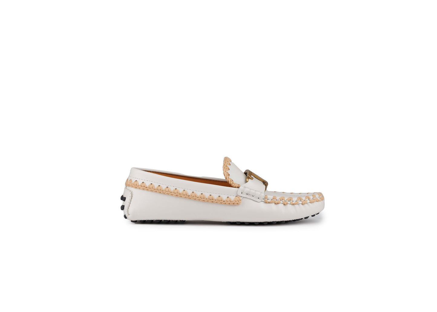 SALE T Timeless Gommini Loafer Leather White/ Crochet Trim was $1195