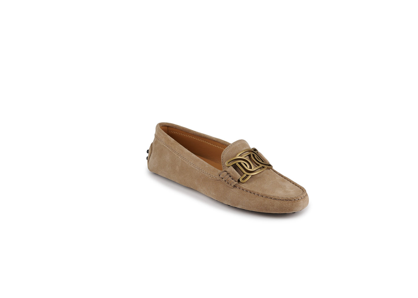 Kate Gommini Chain Link Loafer Suede Camel
