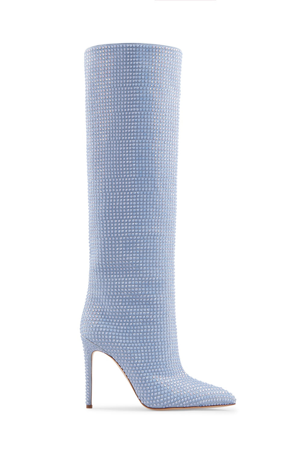 SALE Holly Crystal Embellished Stiletto Boot Suede Blue was $2495
