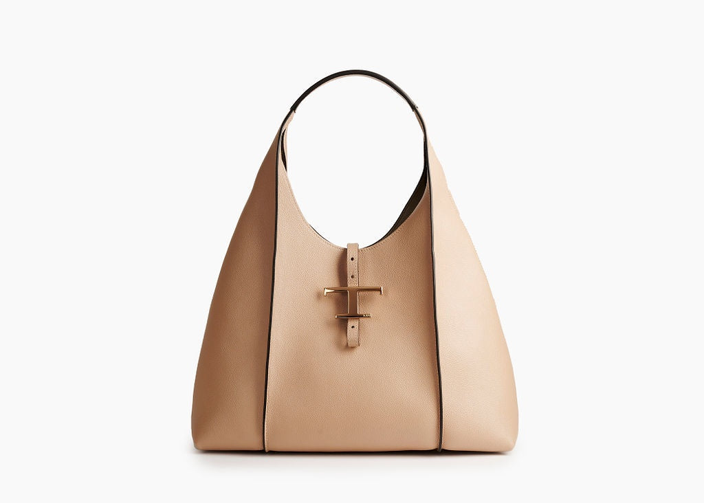 T Timeless Hobo Medium Bag Leather Nude