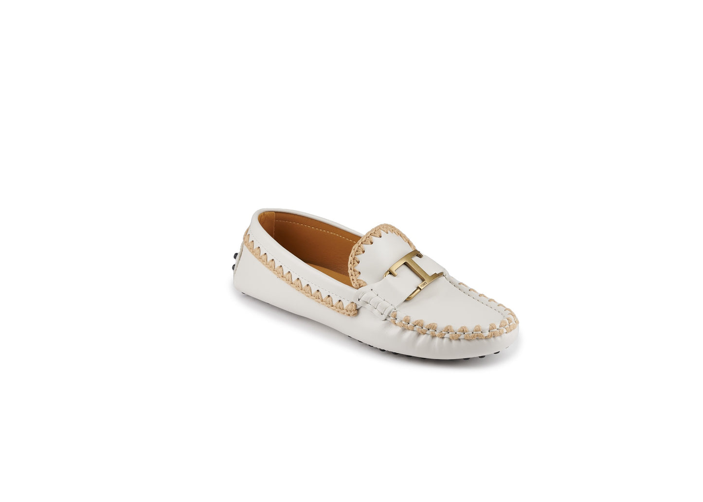 SALE T Timeless Gommini Loafer Leather White/ Crochet Trim was $1195