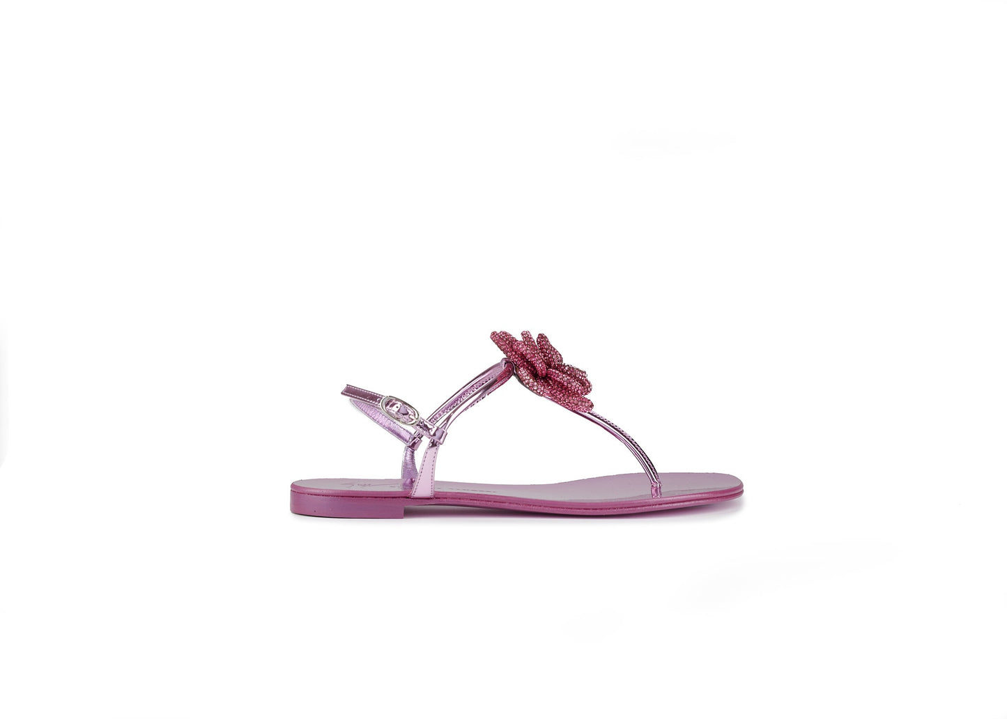 SALE Pansy Crystal Embellished Sandal Metallic Pink was $1295