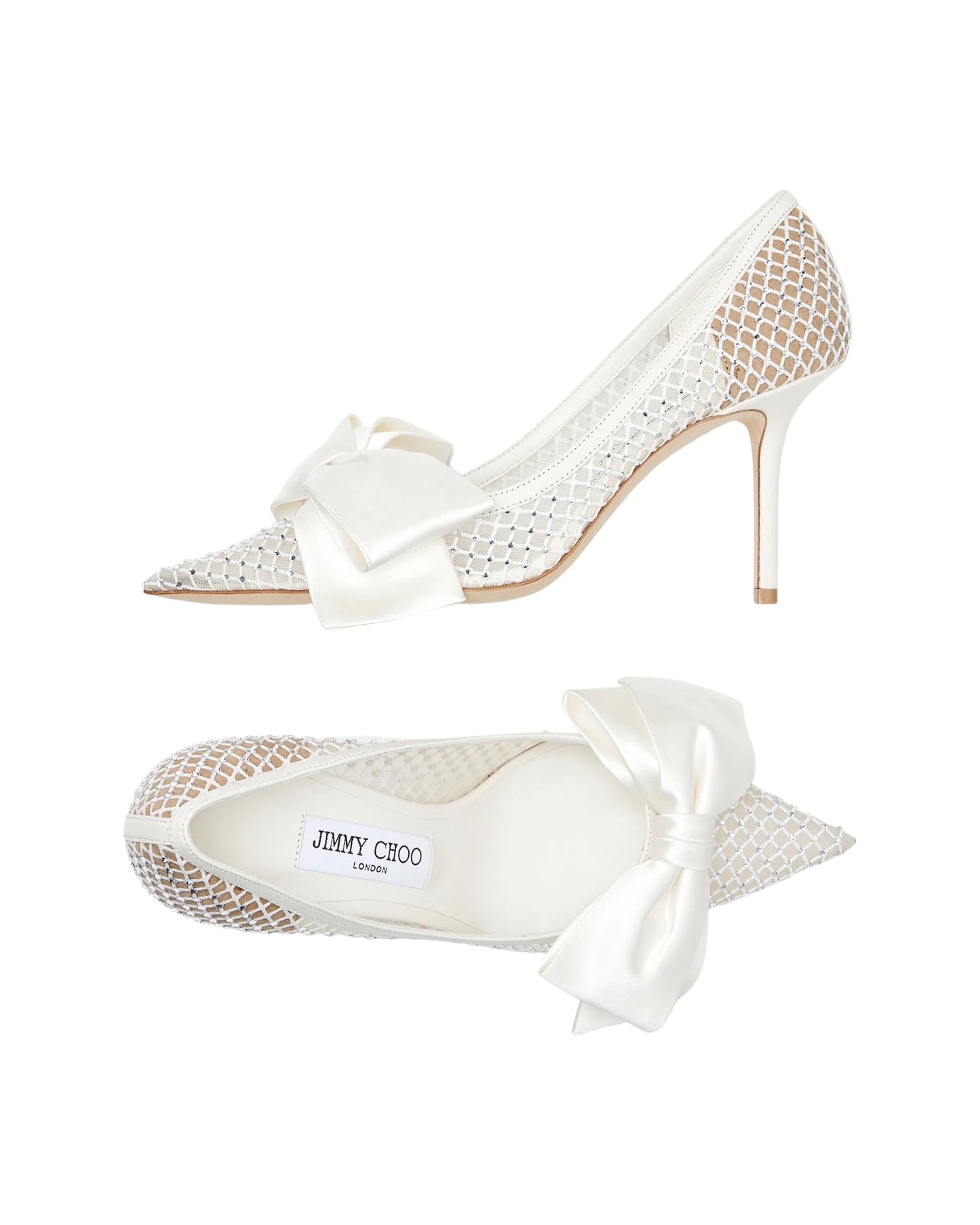 SALE Love 85 Crystal Mesh Pump Silk Bow White was $1795