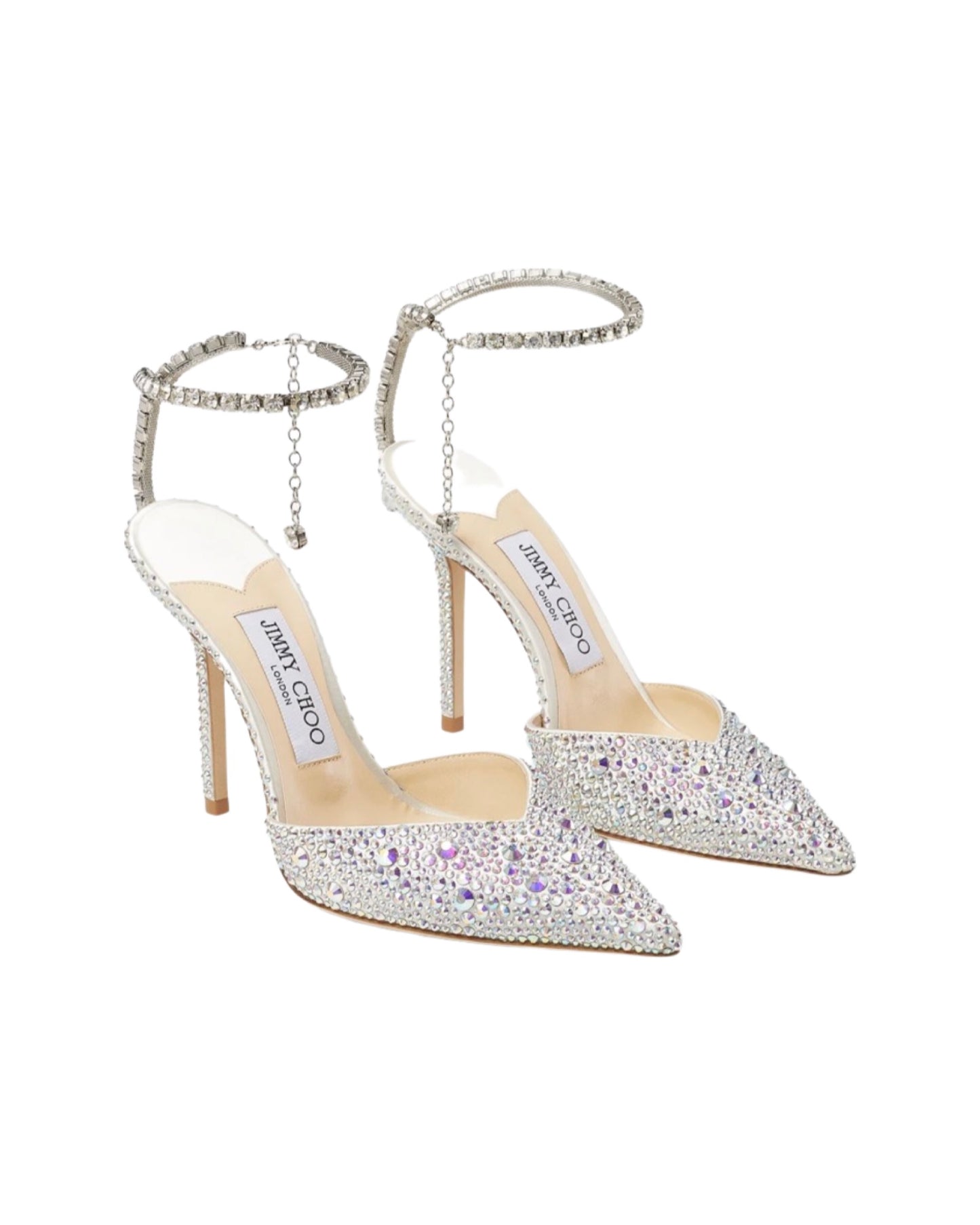 SALE Saeda 100 Crystal Embellished Slingback Pump Silk Silver was $2695