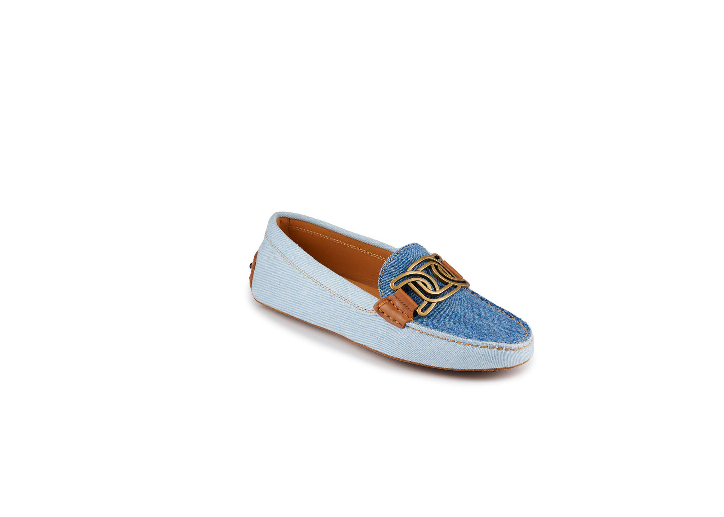 SALE Kate Gommini Chain Link Loafer Denim / Tan Trim was $1195