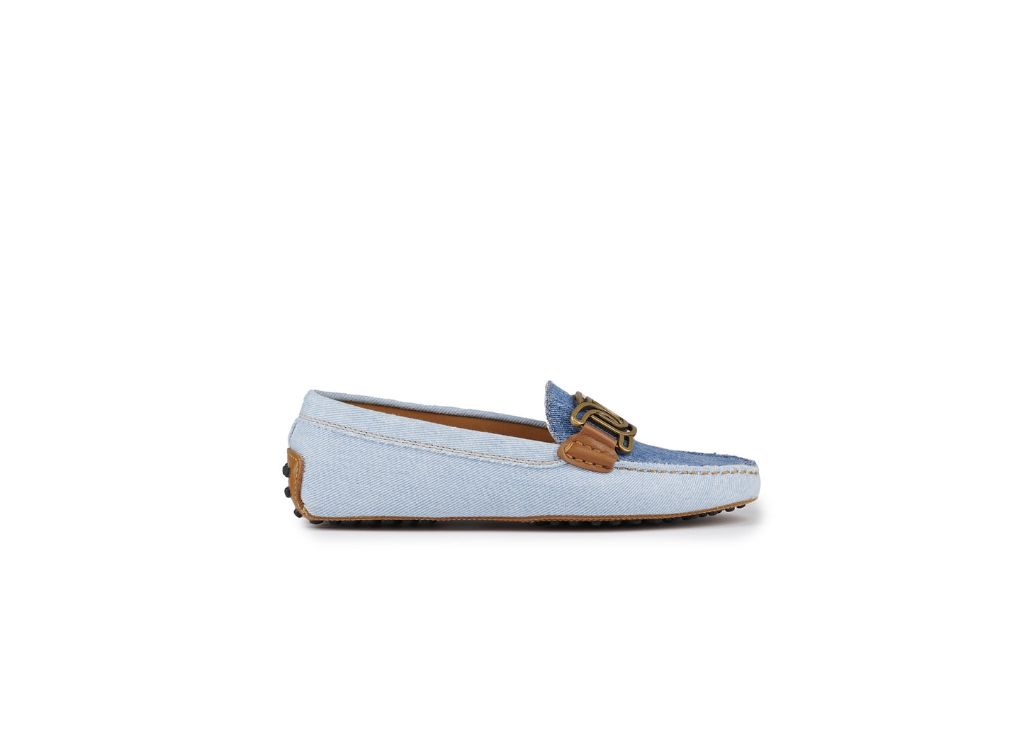 SALE Kate Gommini Chain Link Loafer Denim / Tan Trim was $1195