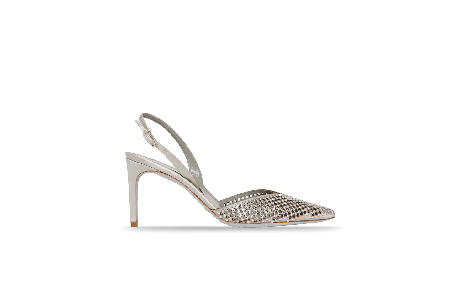 Ginger Slingback Crystal Mesh Gunmetal