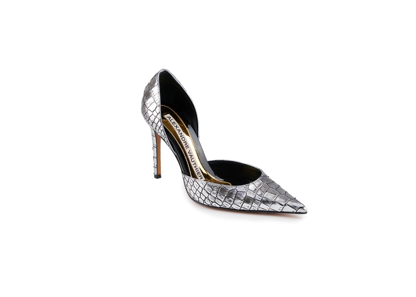 SALE Raquel D'orsay Croc Embossed Pump Silver was $1595
