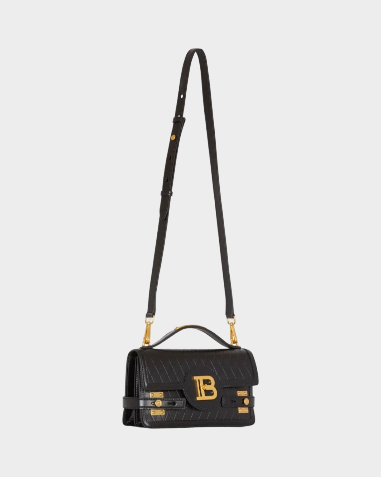 B-Buzz 24 Shoulder Embossed Leather Bag Black