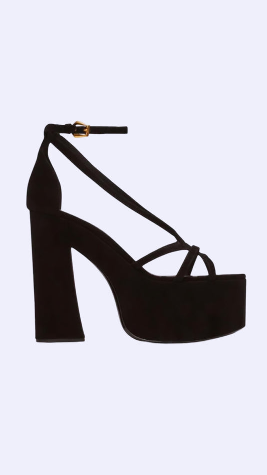 Cam Platform Sandals Suede Black