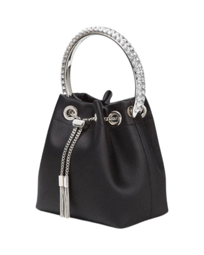 Bon Bon Silk Bag Crystal Handle Black