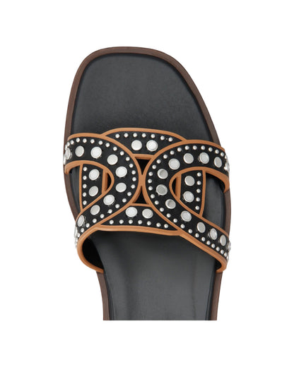 Kate Studded Chain Slide Leather Black