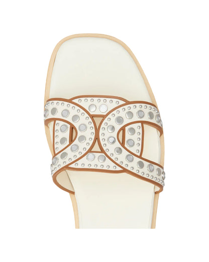 Kate Studded Chain Slide Leather White