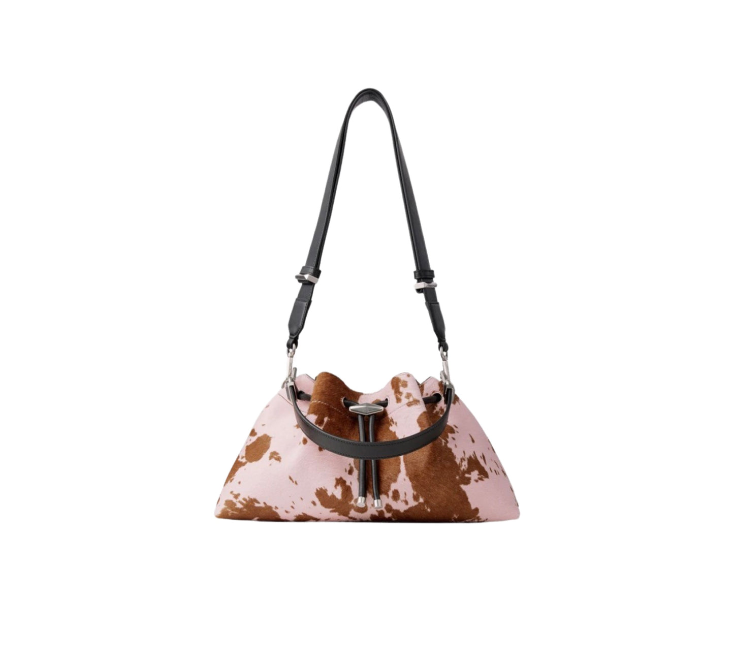 Cinch Bucket Bag E/W Calf Hair Rose/Tan