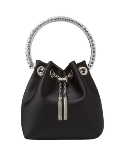 Bon Bon Silk Bag Crystal Handle Black