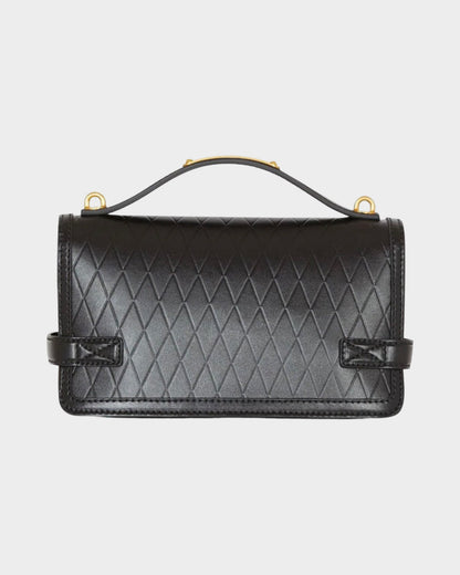 B-Buzz 24 Shoulder Embossed Leather Bag Black