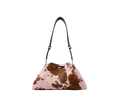 Cinch Bucket Bag E/W Calf Hair Rose/Tan