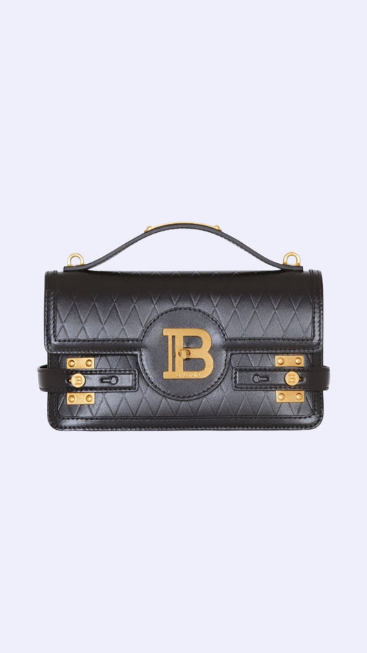 B-Buzz 24 Shoulder Embossed Leather Bag Black