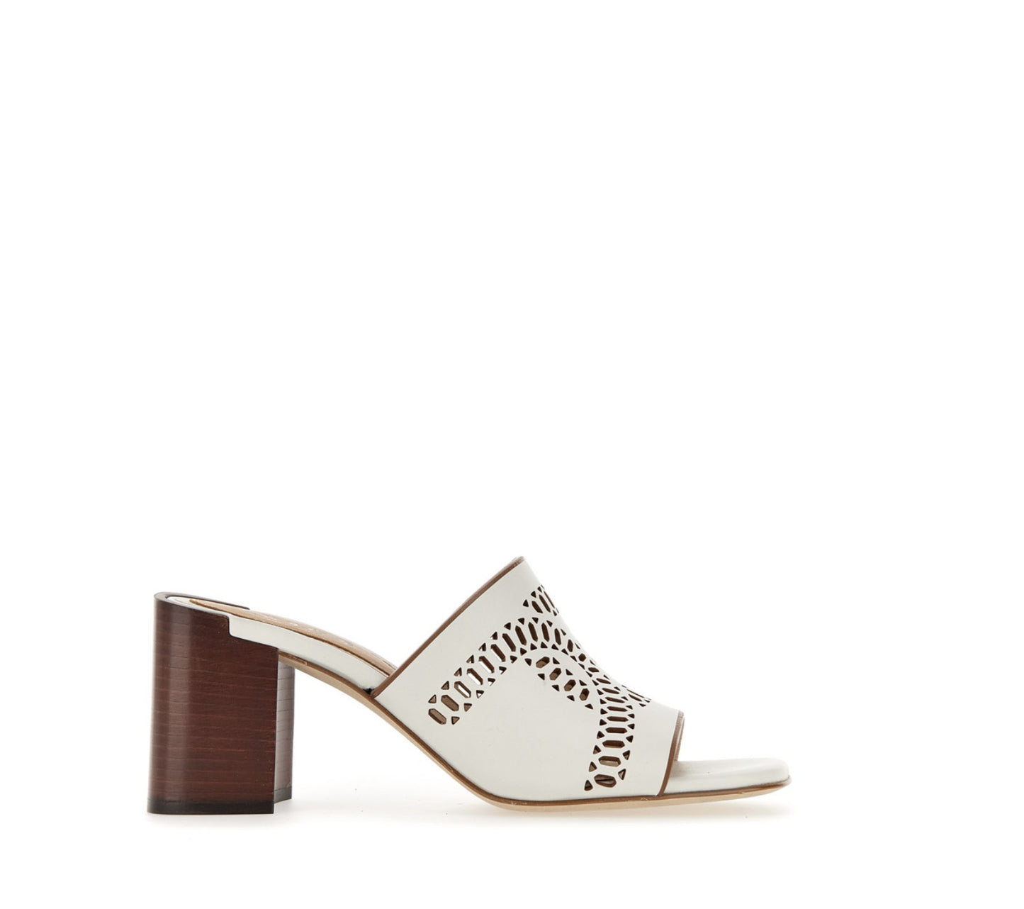 Kate Perferated Mule Leather White