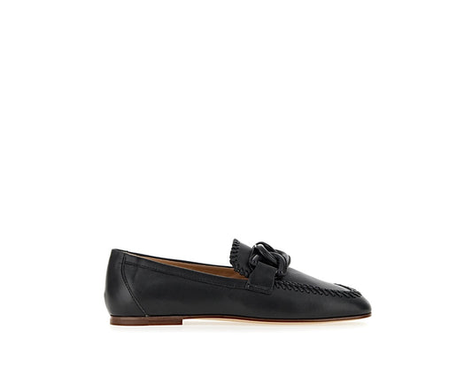 Kate Loafer Leather Buckle  Black