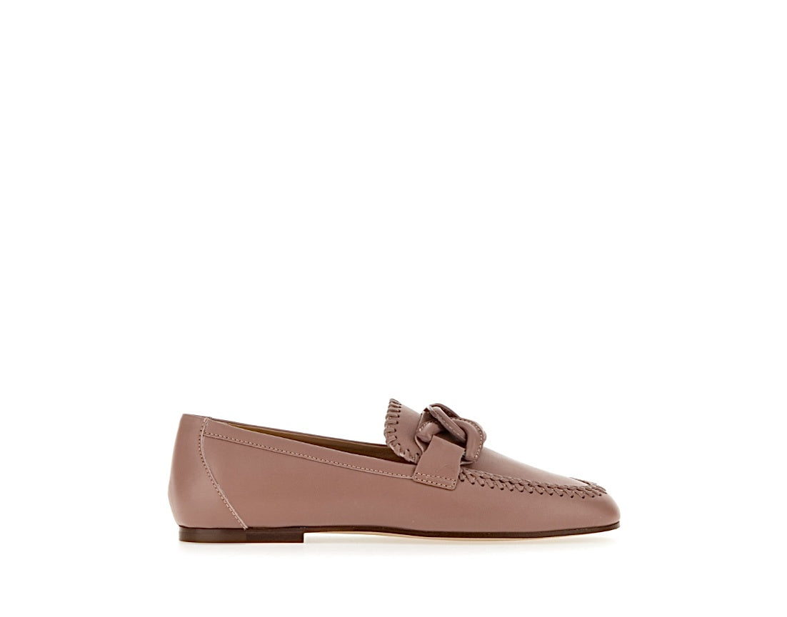 Kate Loafer Leather Buckle  Nude