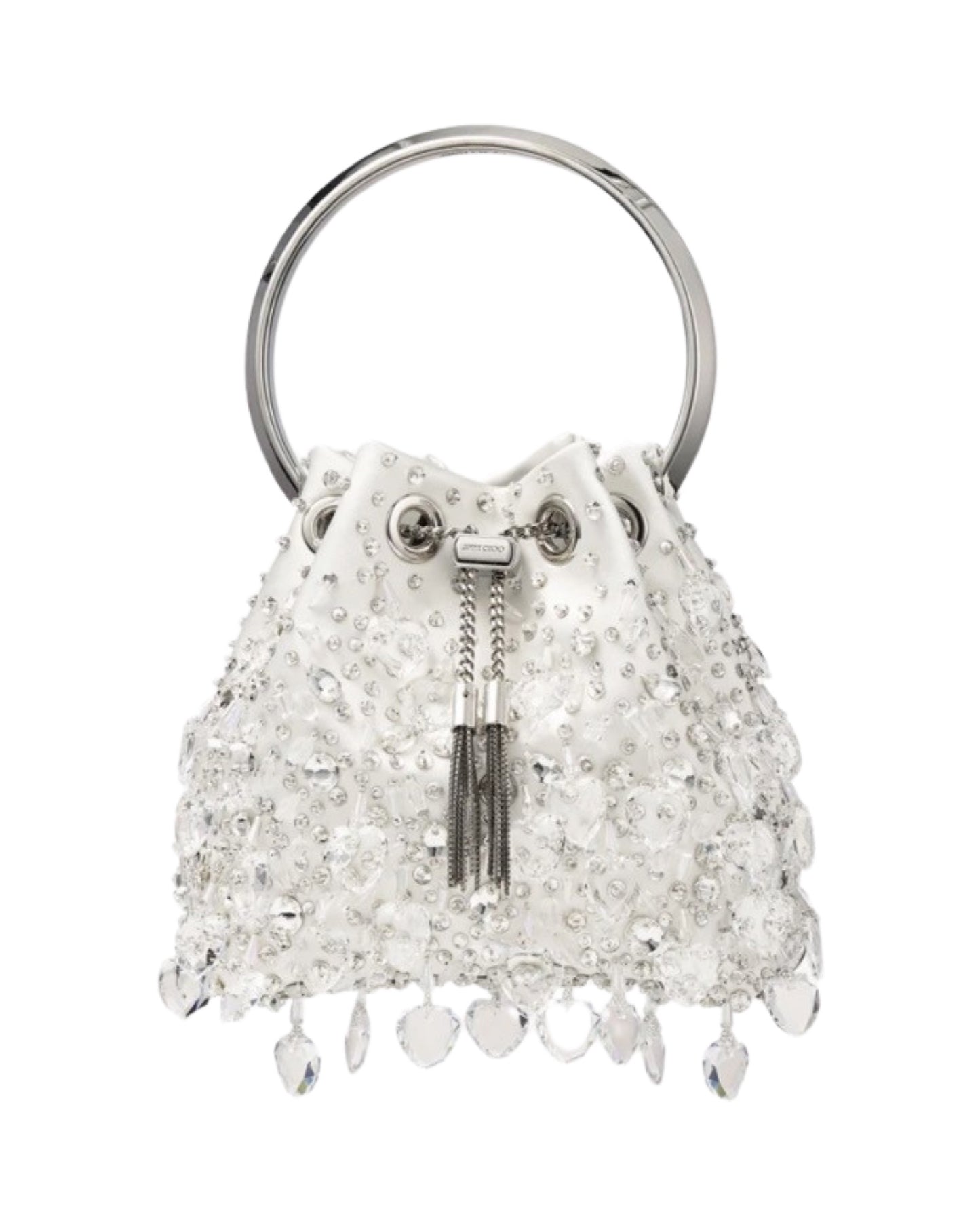 Bon Bon Heart Crystal Embellished Bag White