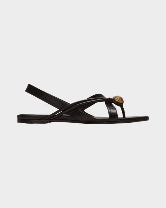 Alma Flat Sandal Leather Black