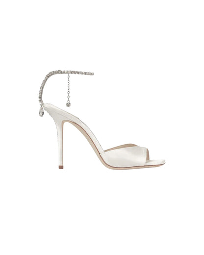 Saeda 100 Crystal Sandal Silk White