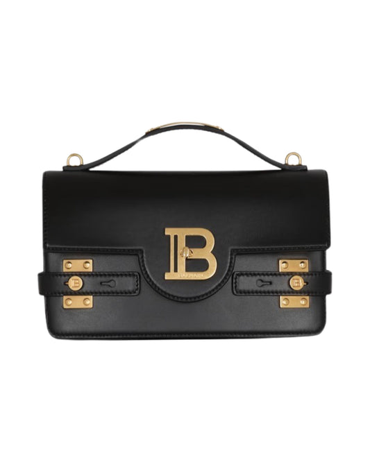 B-Buzz 24 Shoulder Smooth Leather Bag Black