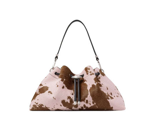 Cinch Bucket Bag E/W Calf Hair Rose/Tan