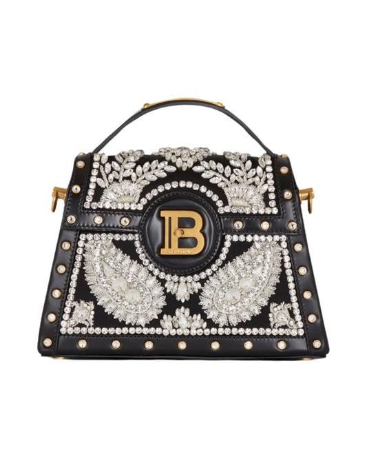 B-Buzz Dynasty Crystal Embellished Leather Bag Black