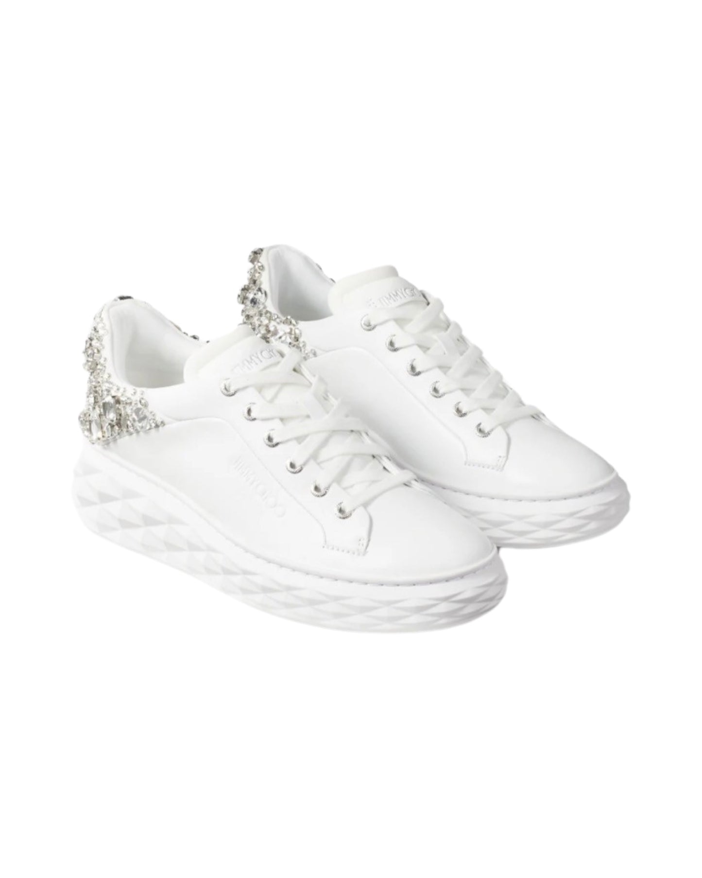 Diamond Maxi Crystal Embellished Sneaker White