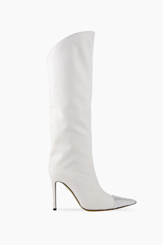 SALE Karin Crystal Embellished Leather Boot White was $1795