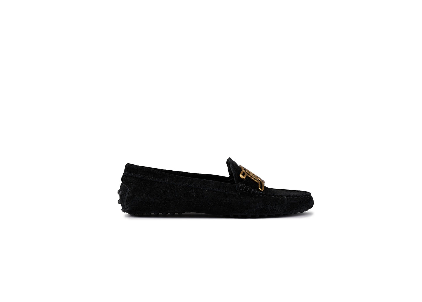 SALE Kate Gommini Chain Link Loafer Suede was $1195 Black
