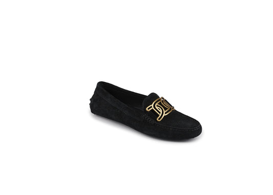 SALE Kate Gommini Chain Link Loafer Suede was $1195 Black
