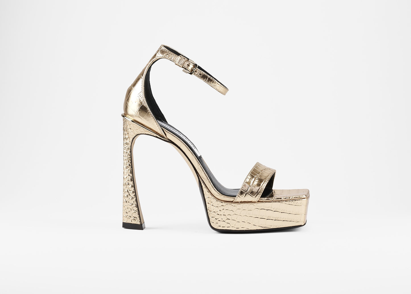 Squared Toe Platform Sandal Croc Metallic Gold